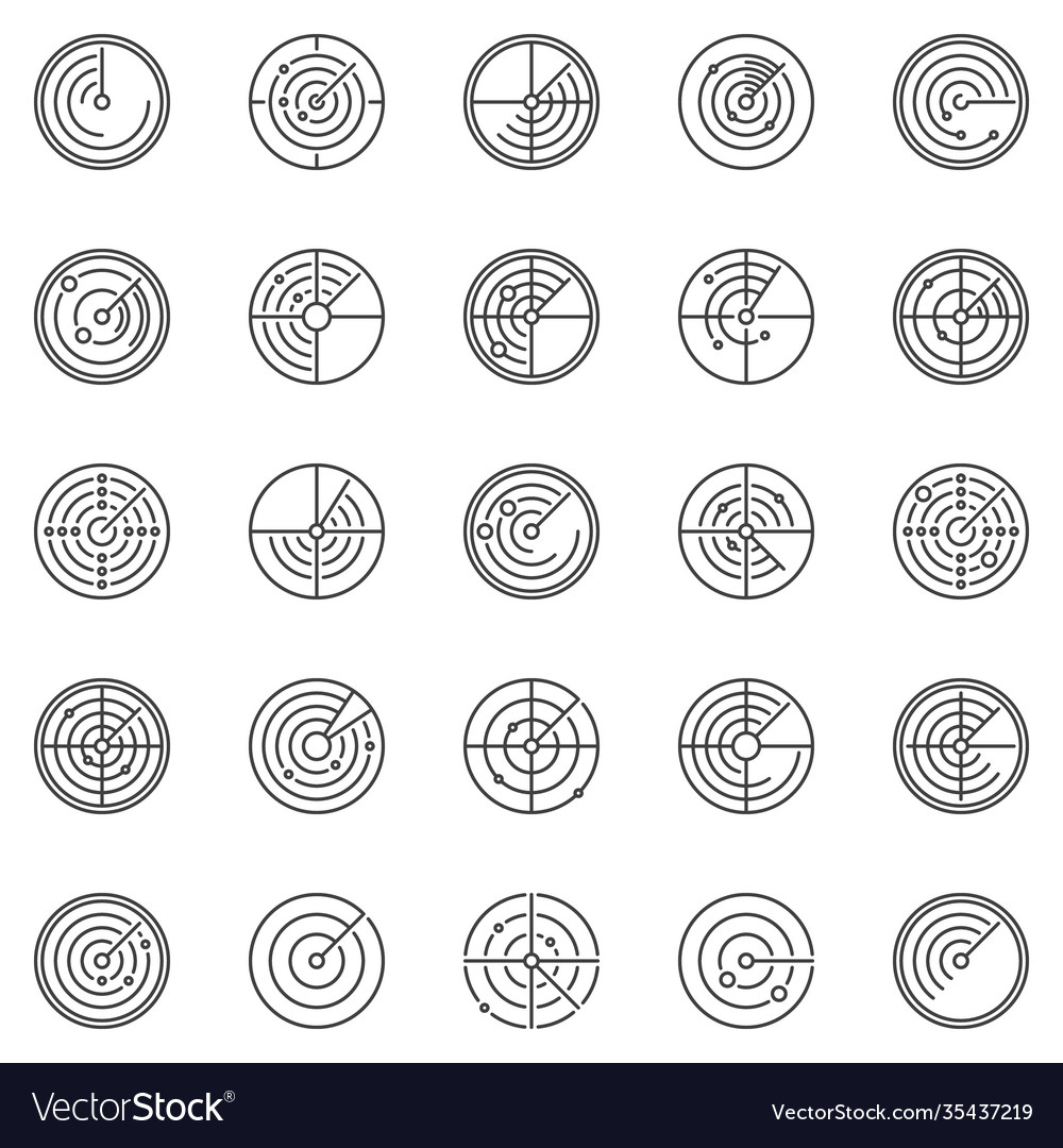 Radar Round Outline Icons - Detection & Tracking