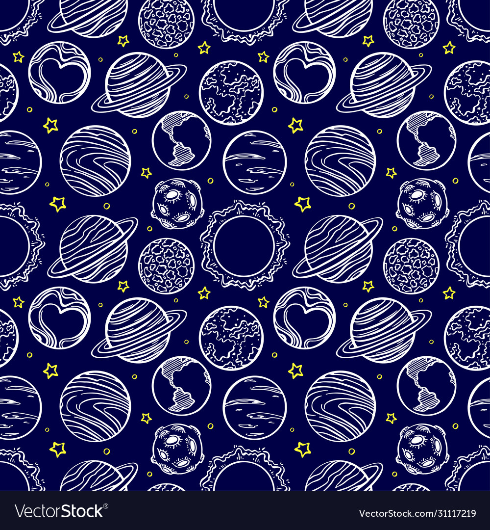 Seamless pattern with planets