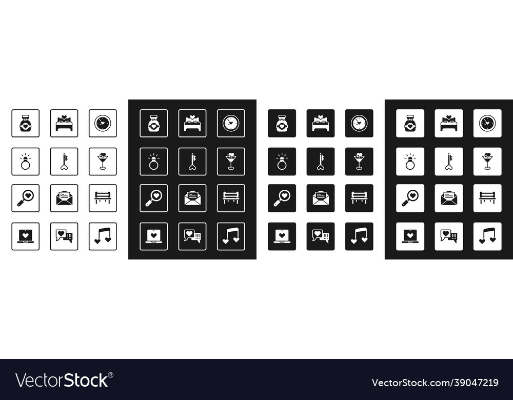 Set clock with heart key in shape diamond