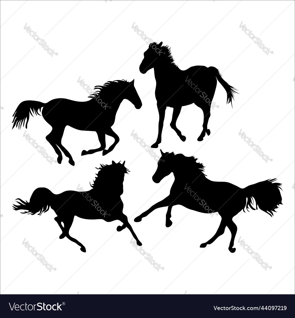 Set of running horses silhouettes Royalty Free Vector Image