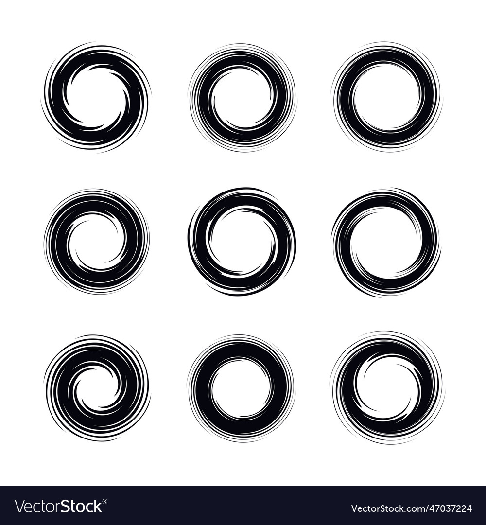 Abstract round circular design element set