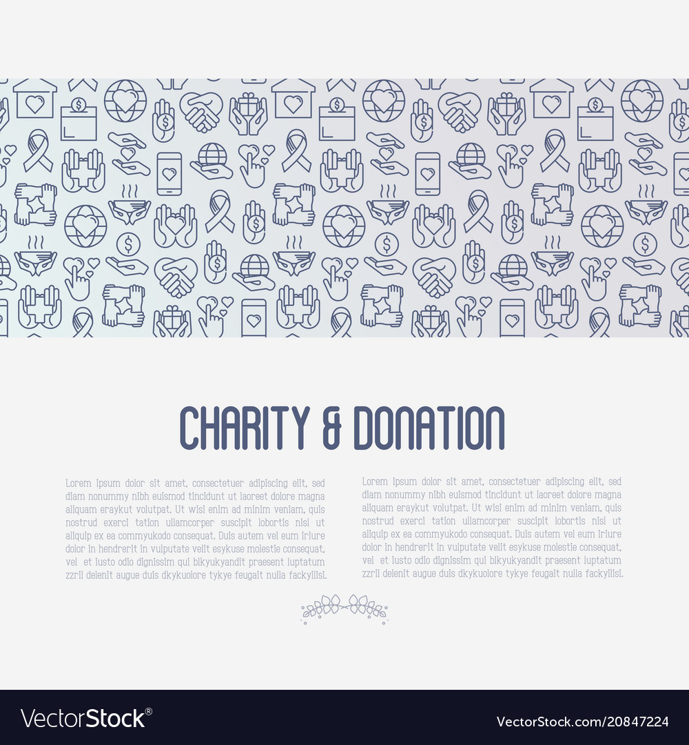 Charity and donation concept with thin line icons vector image Charity and donation concept with thin line icons