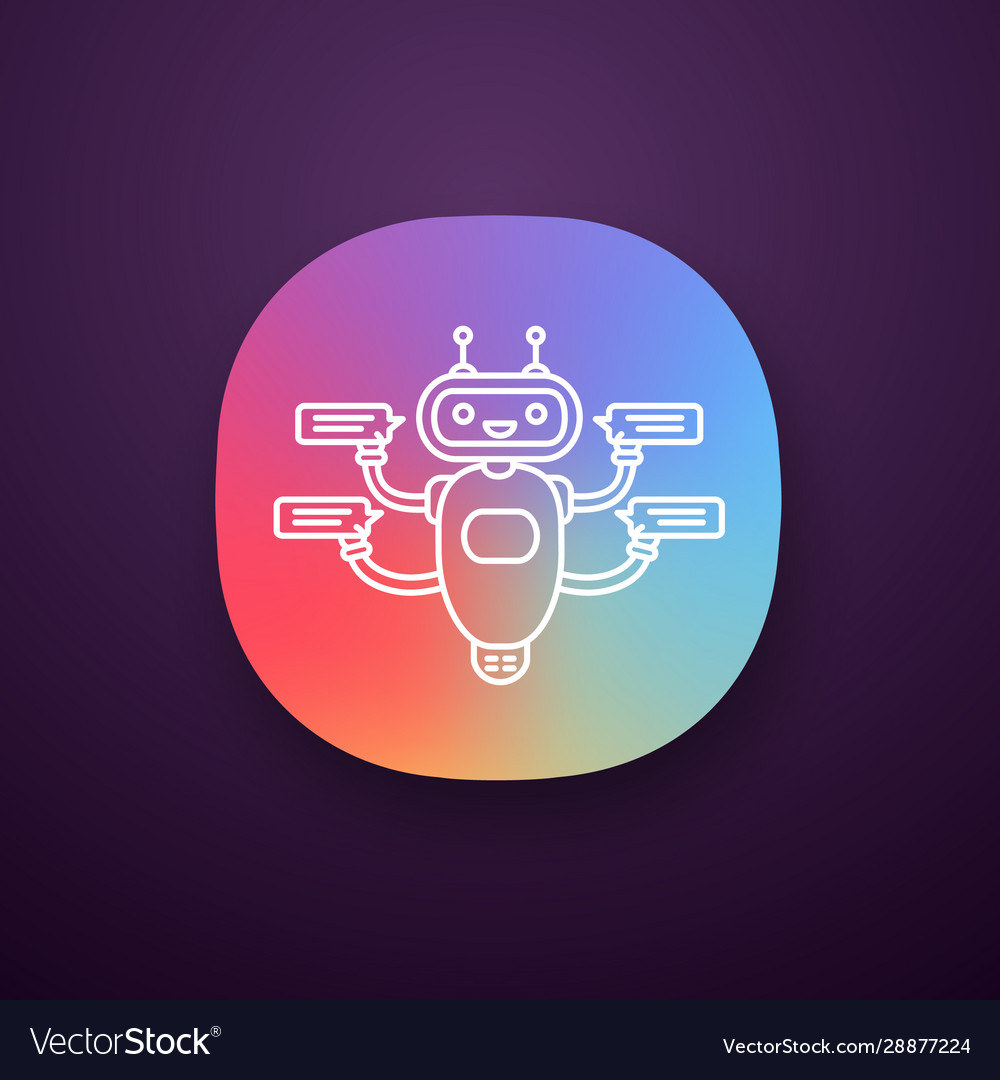 Chatbot with four speech bubbles app icon vector image Chatbot with four speech bubbles app icon