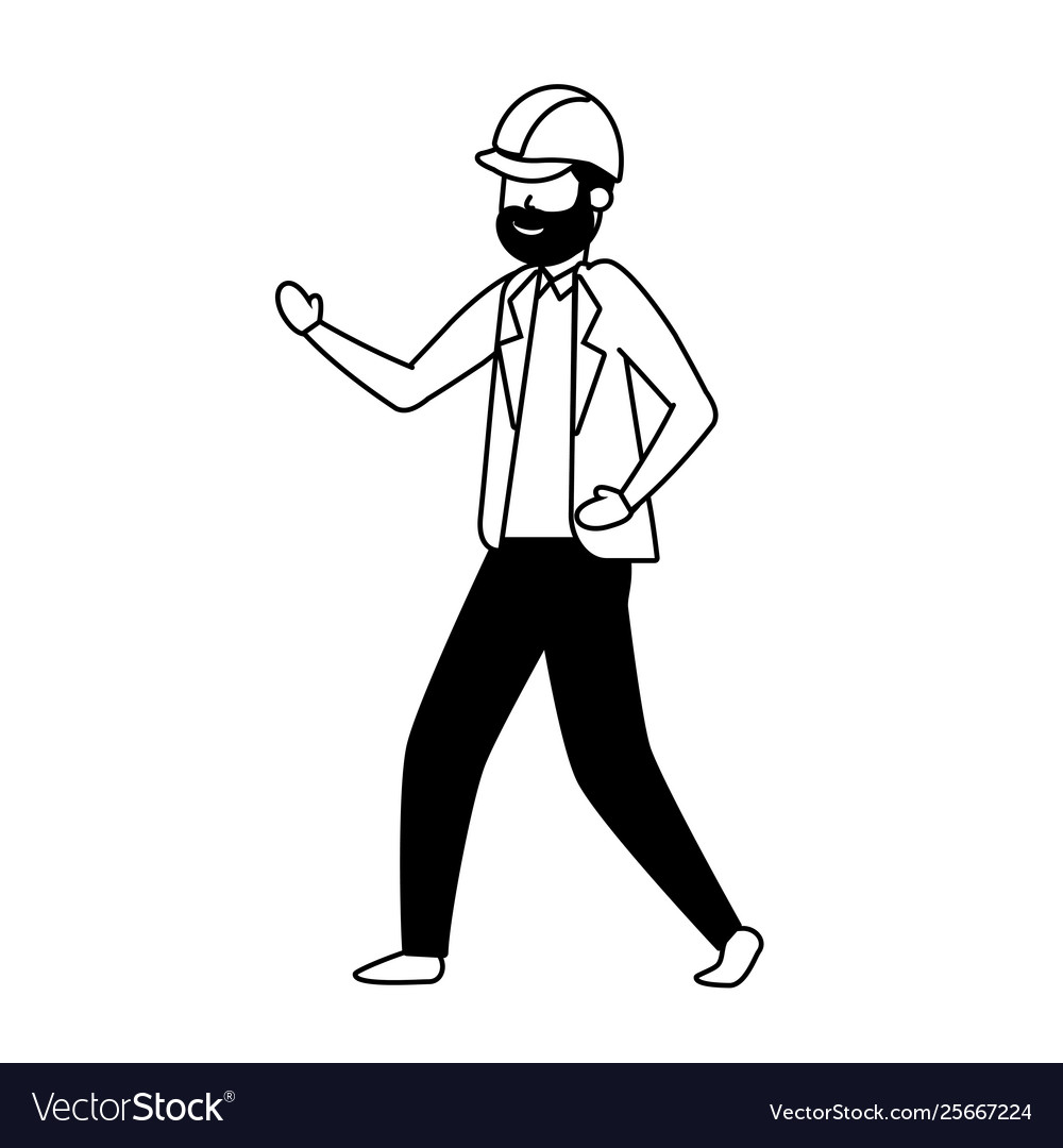 Contractor man worker with helmet Royalty Free Vector Image