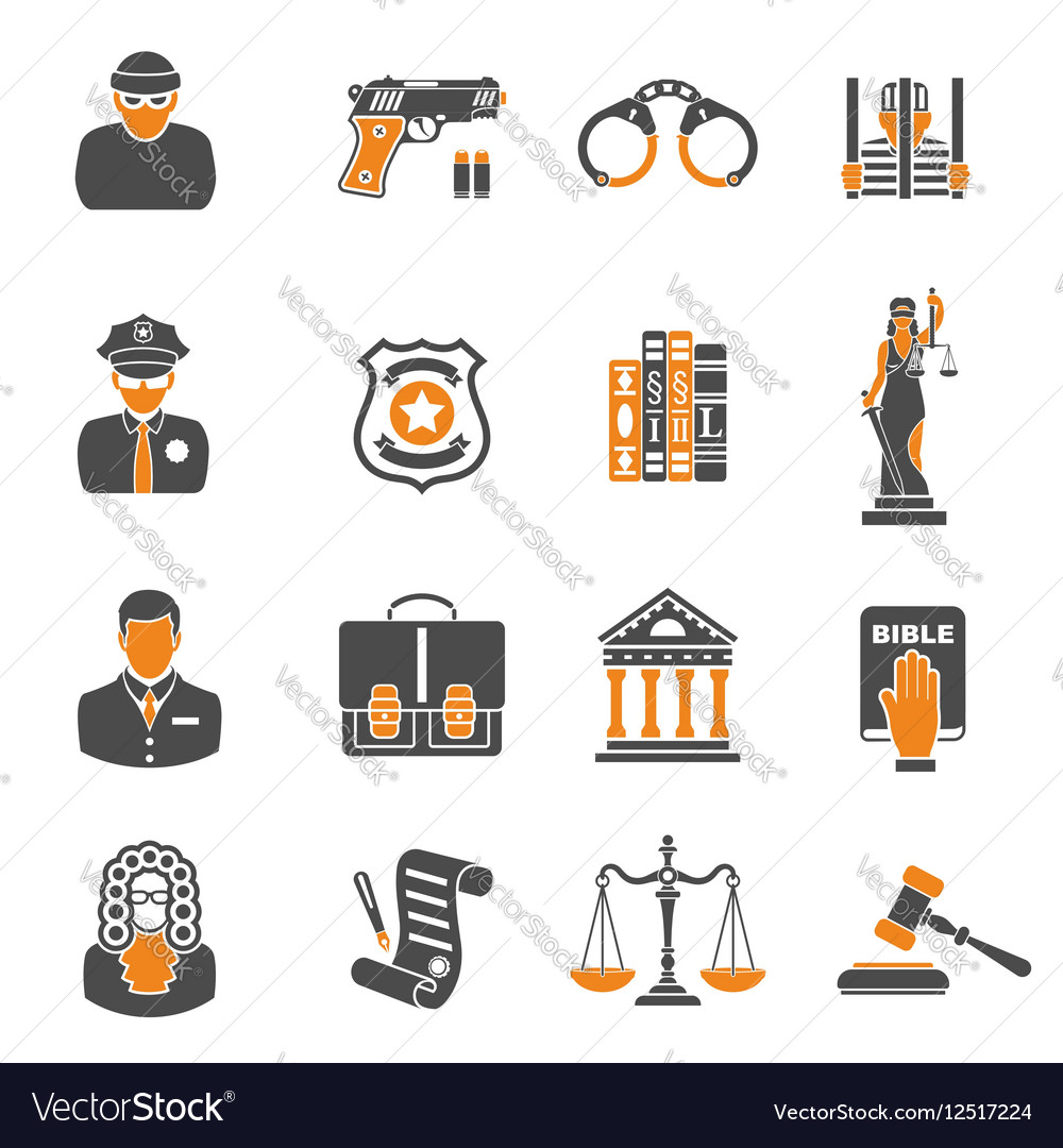 Crime and punishment two color icons Royalty Free Vector