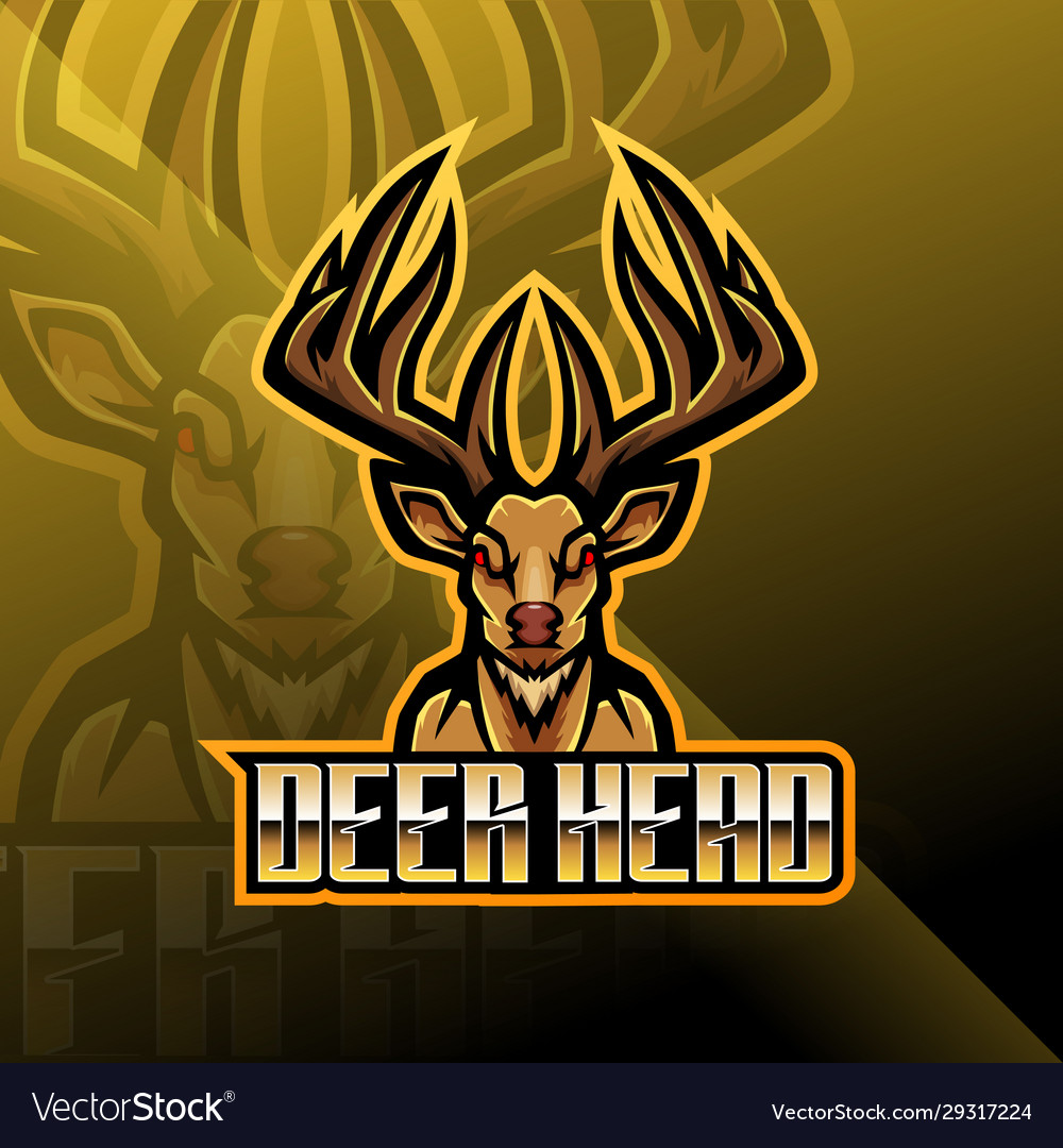 Deer head esport mascot logo design Royalty Free Vector