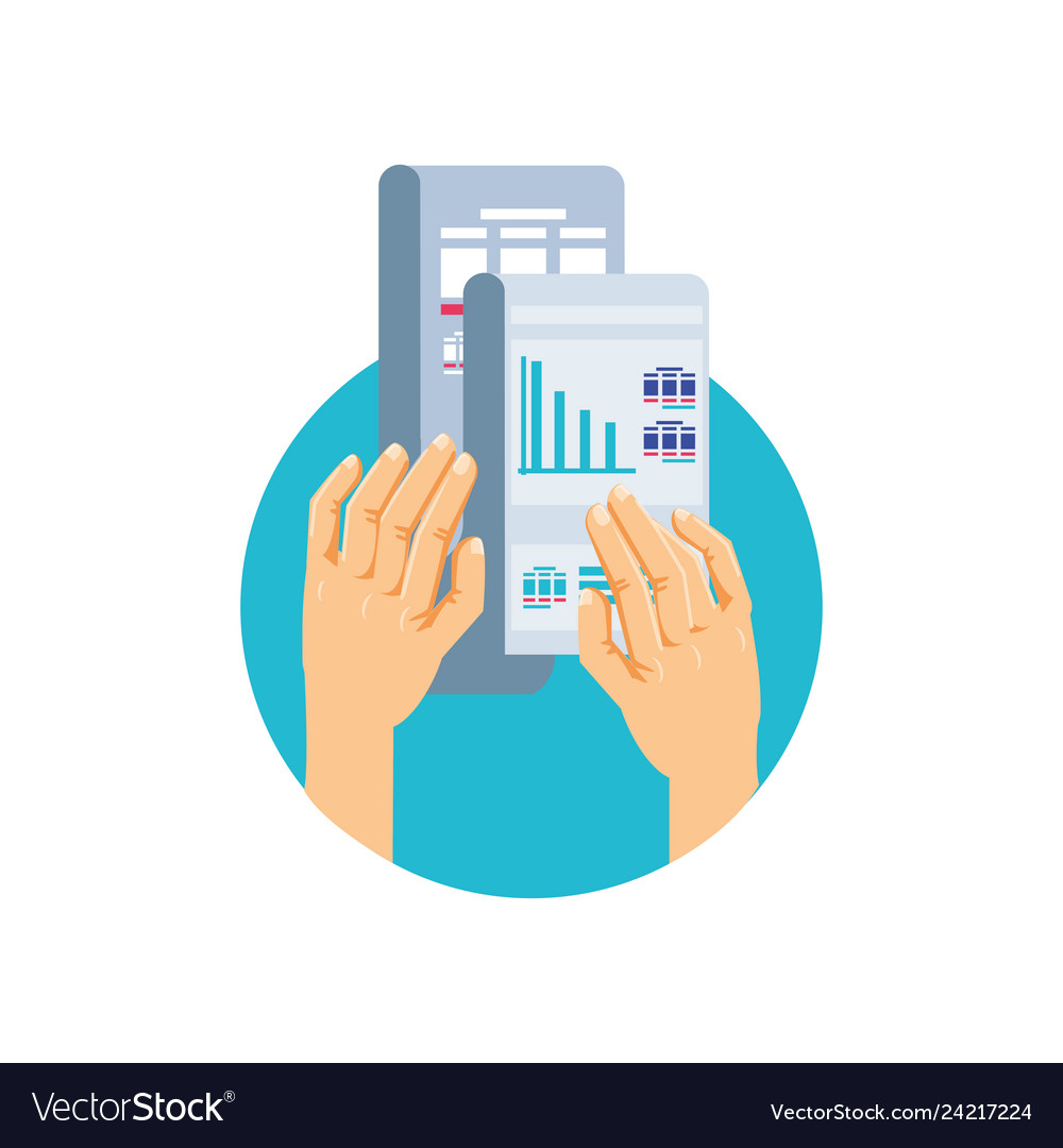 Hands and paper document with statistic graphic