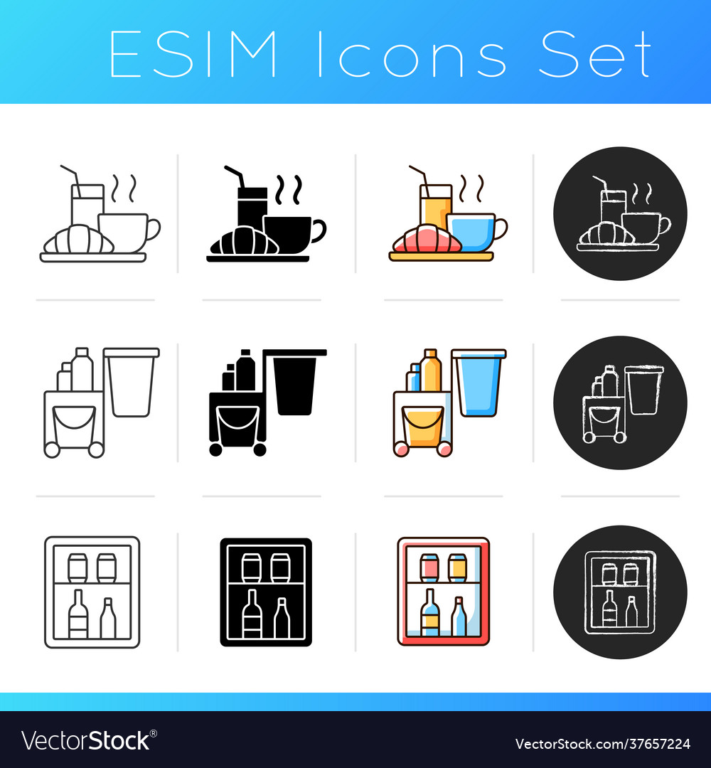 Hotel services icons set