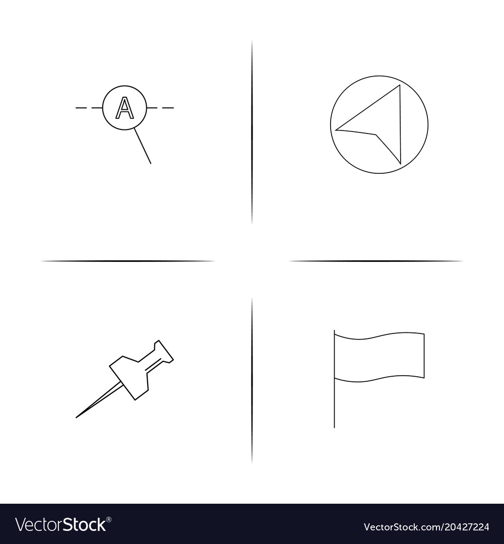 Maps and navigation simple linear icon setsimple