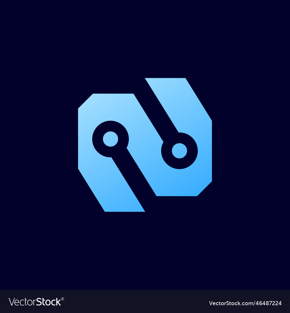 N letter monogram network digital it data code vector image N letter monogram network digital it data code
