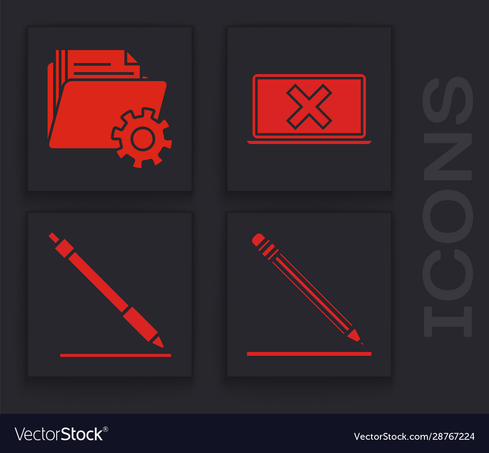 Set pencil with eraser and line folder settings vector image Set pencil with eraser and line folder settings