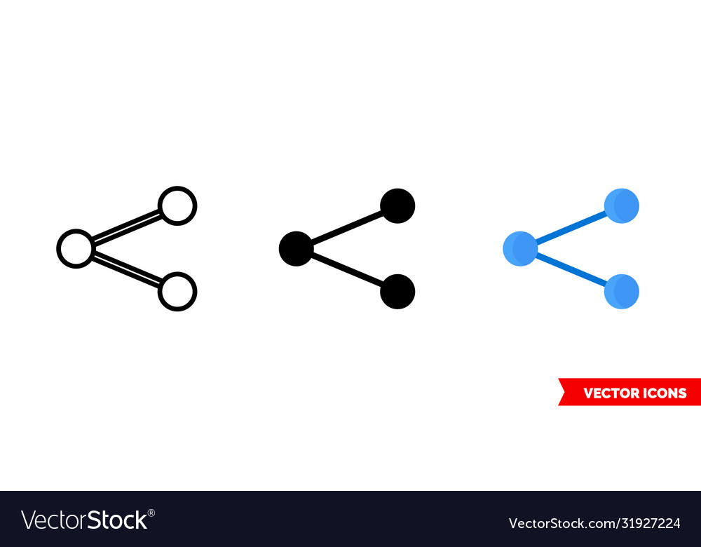 Share icon 3 types isolated sign symbol