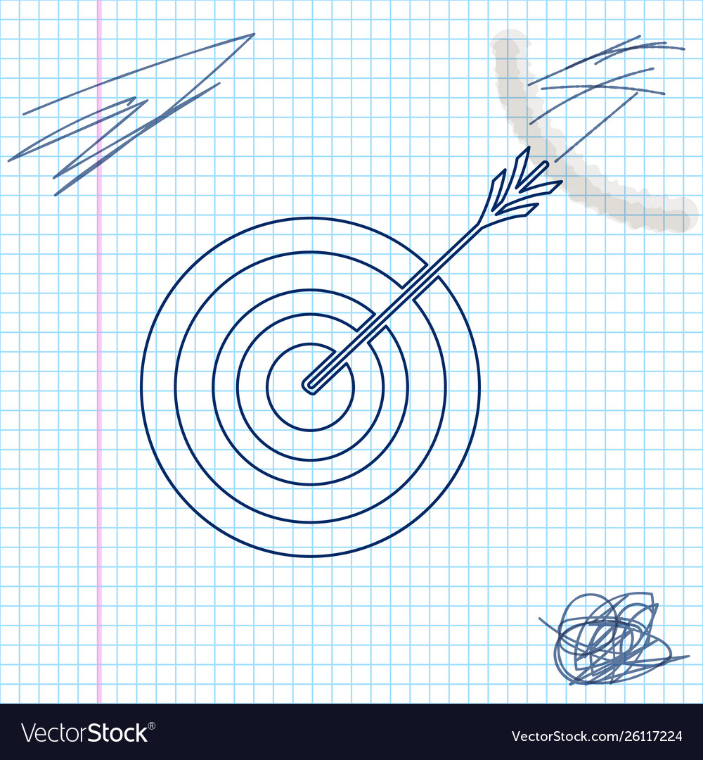 Target with arrow line sketch icon isolated Vector Image Target with arrow line sketch icon isolated