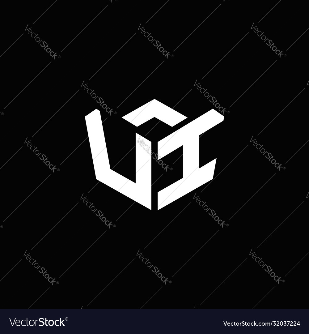 Ui logo monogram with emblem style ribbon design