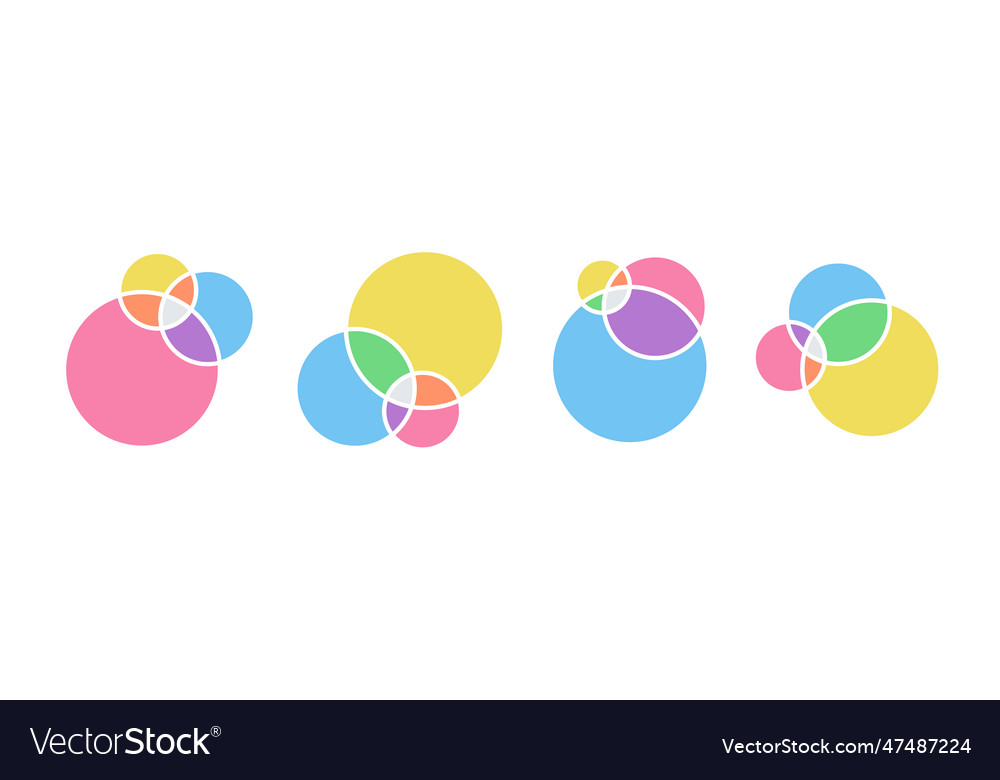 Venn diagram template infographic set colorful