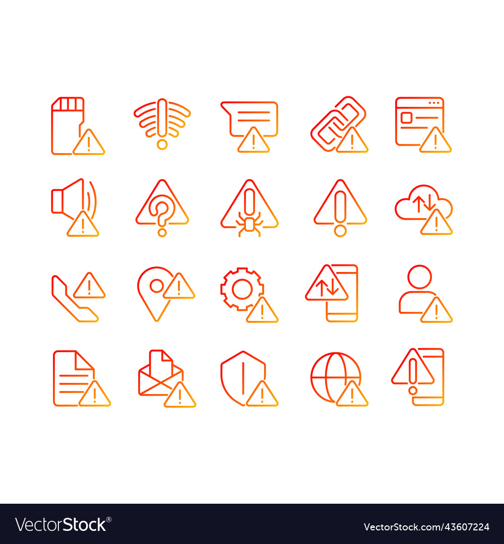 Warning signals pixel perfect gradient linear vector image Warning signals pixel perfect gradient linear