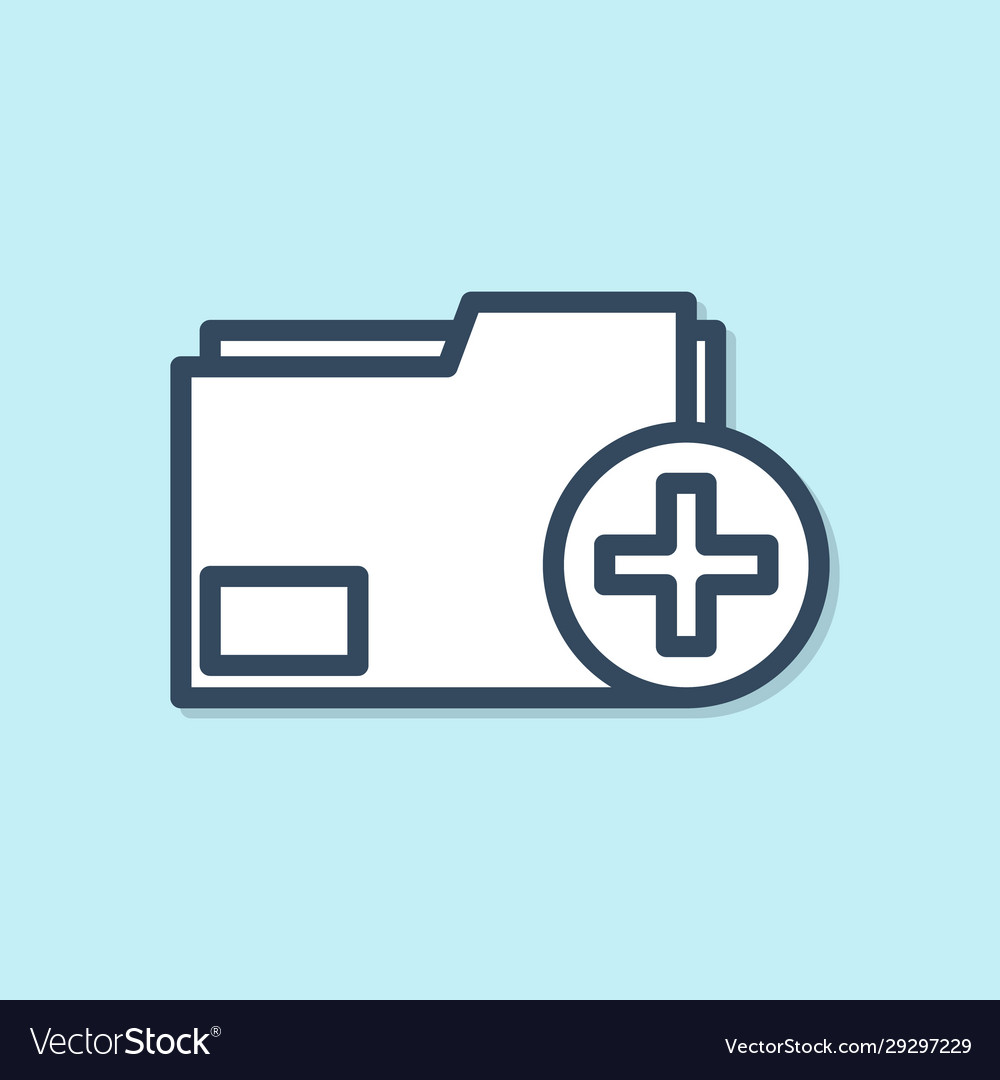 Blue line add new folder icon isolated on vector image Blue line add new folder icon isolated on