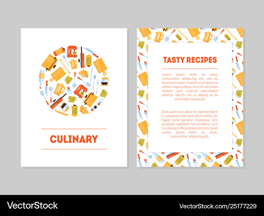 Culinary Tasty Recipes Banner Templates Set Vector Image