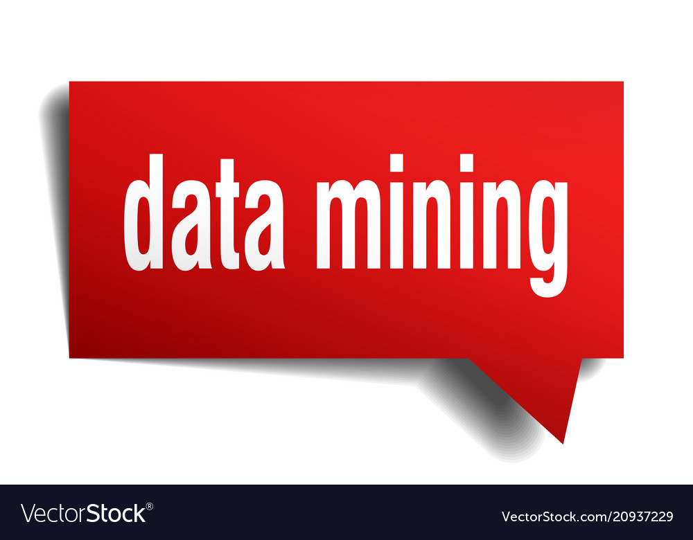 Data mining red 3d speech bubble