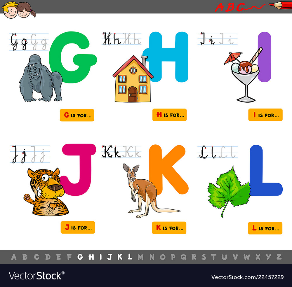 Educational cartoon alphabet with animals vector image Educational cartoon alphabet with animals
