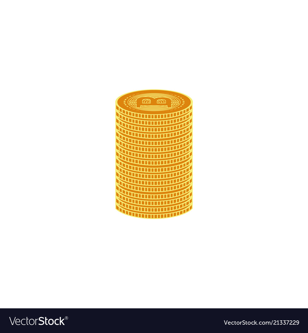 Flat bitcoin golden coins column stack Vector Image Flat bitcoin golden coins column stack