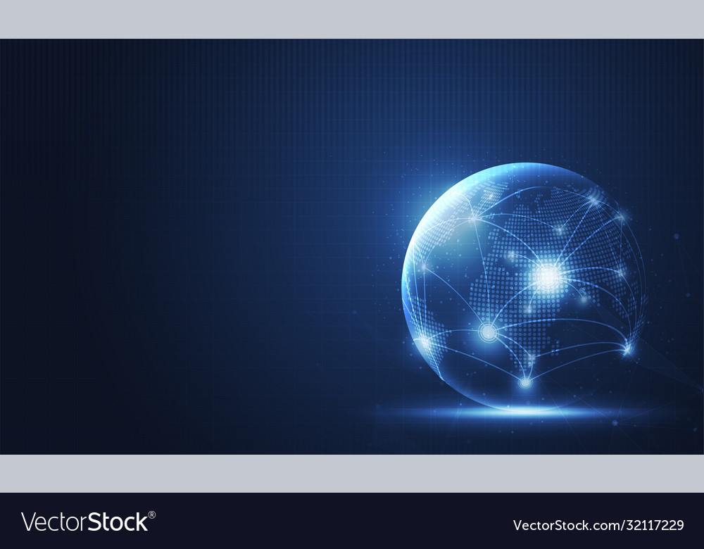 Global network technology background with world