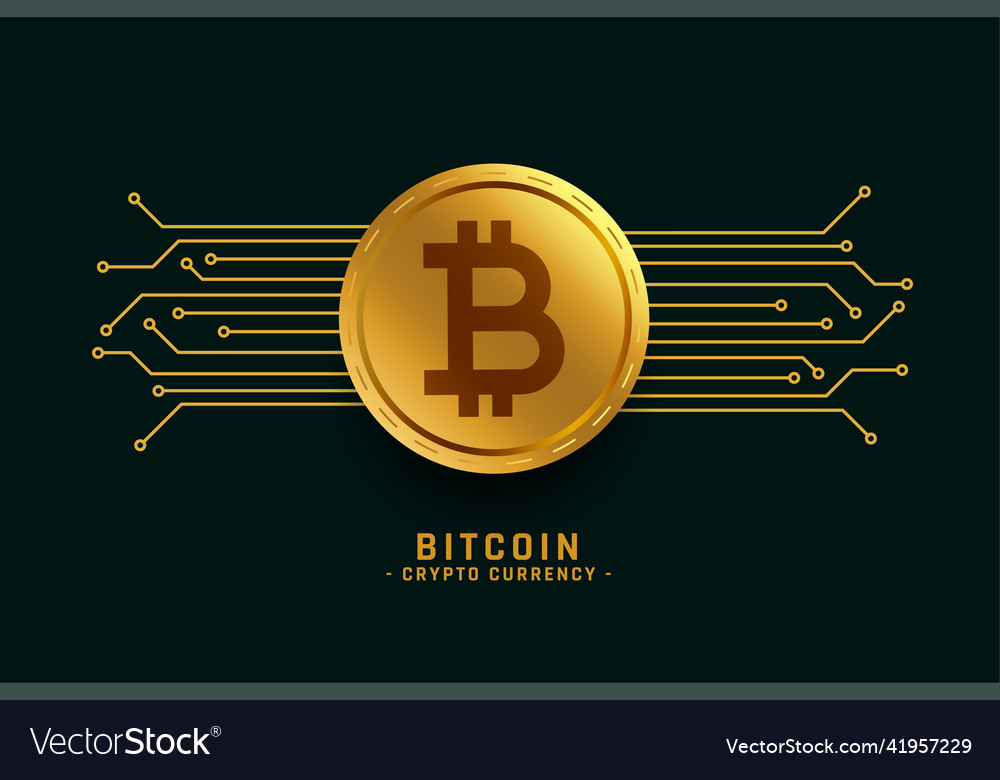 Golden bitcoin background with network lines