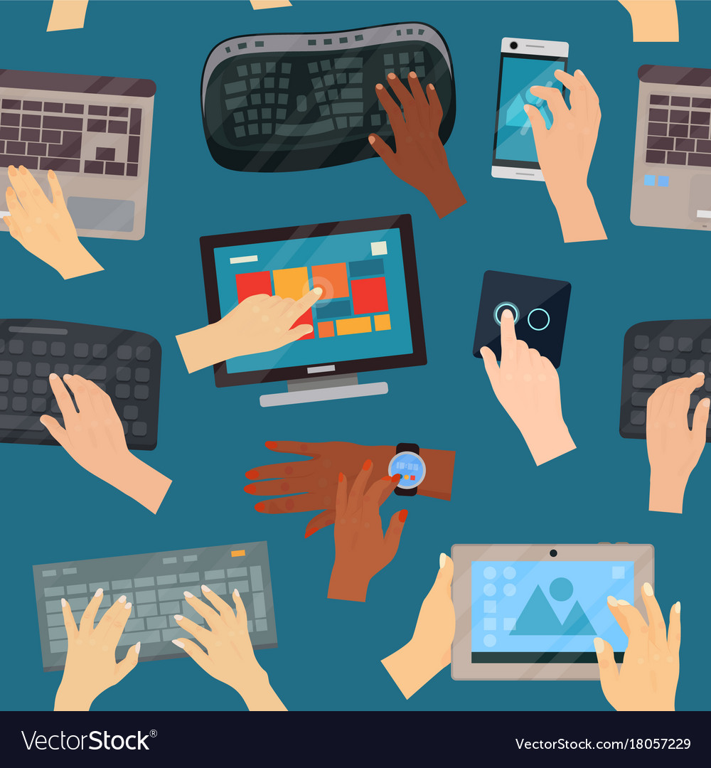 Human hands with computer keyboard