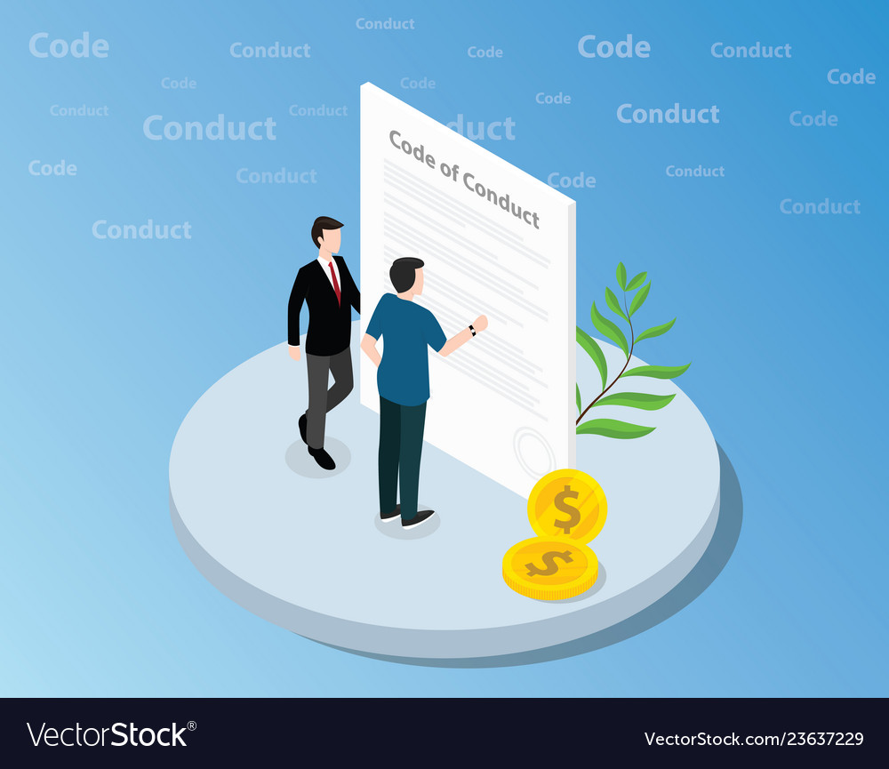 Isometric code of conduct concept with business