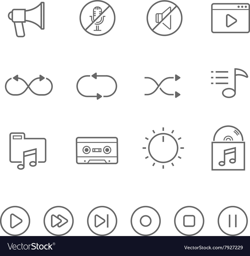 Lines icon set - audio controller
