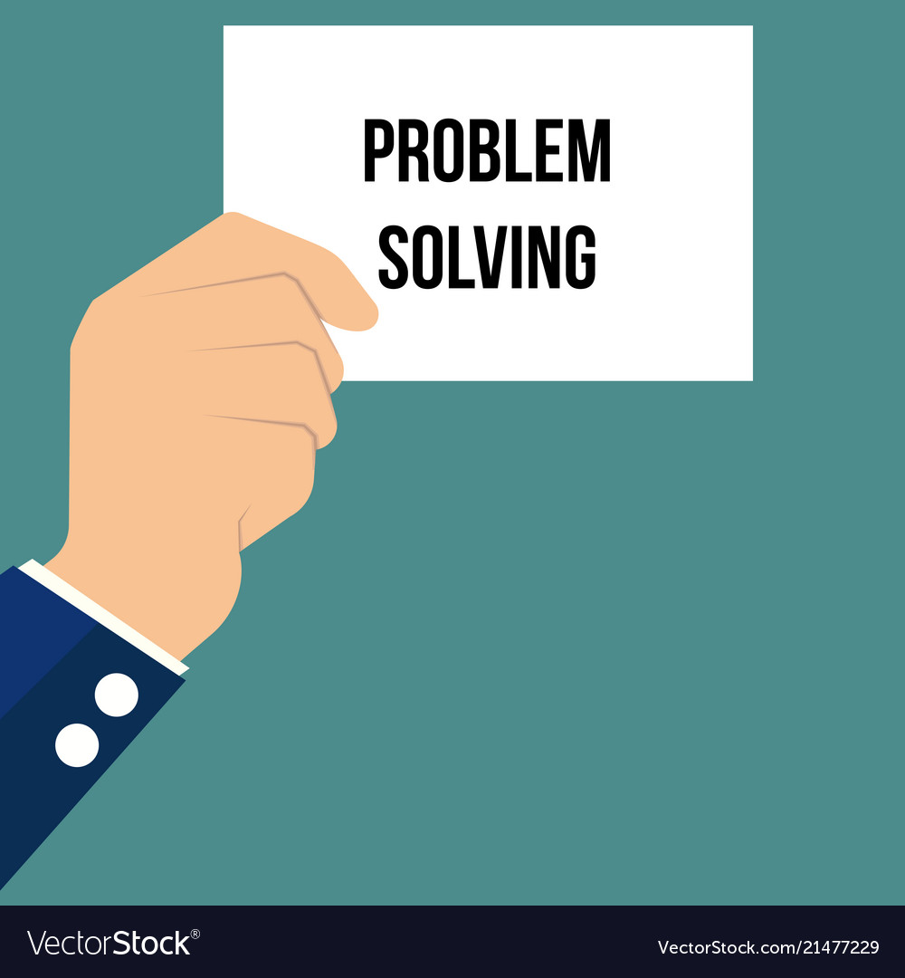 Man showing paper problem solving text vector image Man showing paper problem solving text