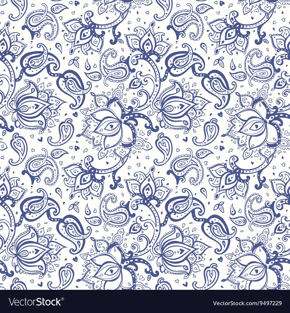 Paisley hand drawn seamless pattern Royalty Free Vector