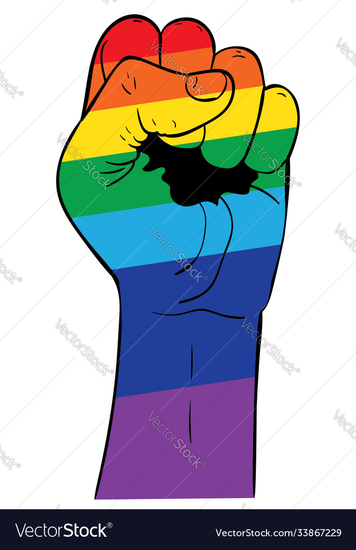 Rainbow clenched fist Royalty Free Vector Image