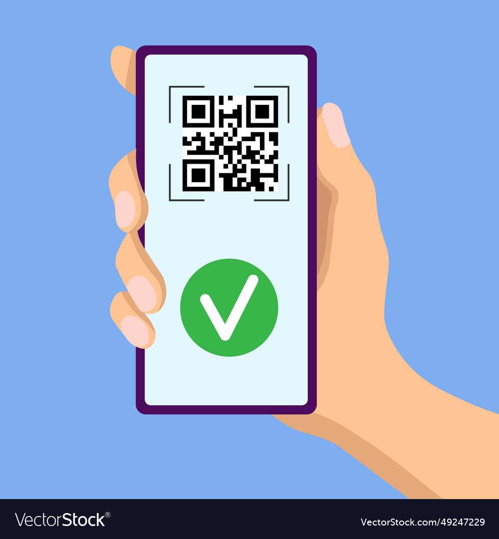 Reading with validation of a qr code label vector image Reading with validation of a qr code label