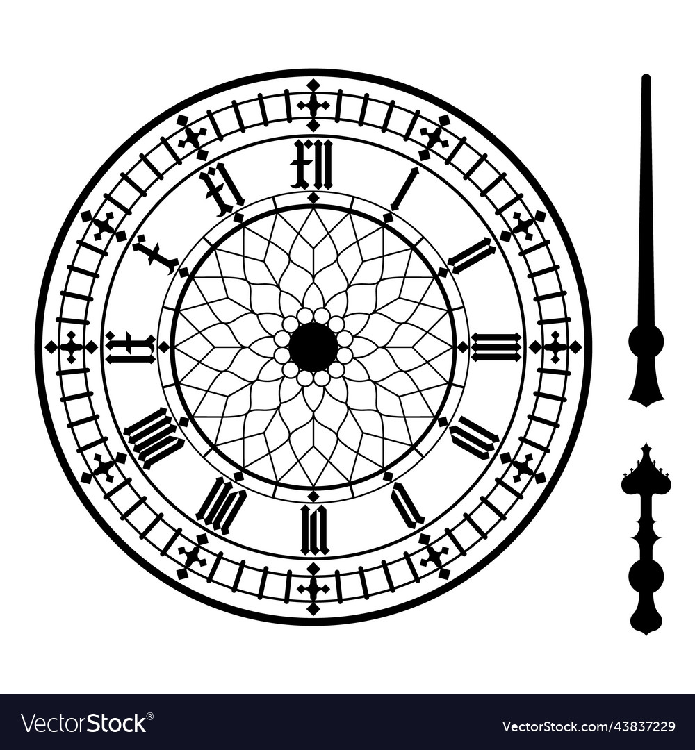 Realistic antique big ben clock moveable Vector Image