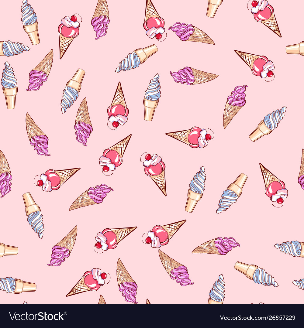 Seamless pattern with ice cream
