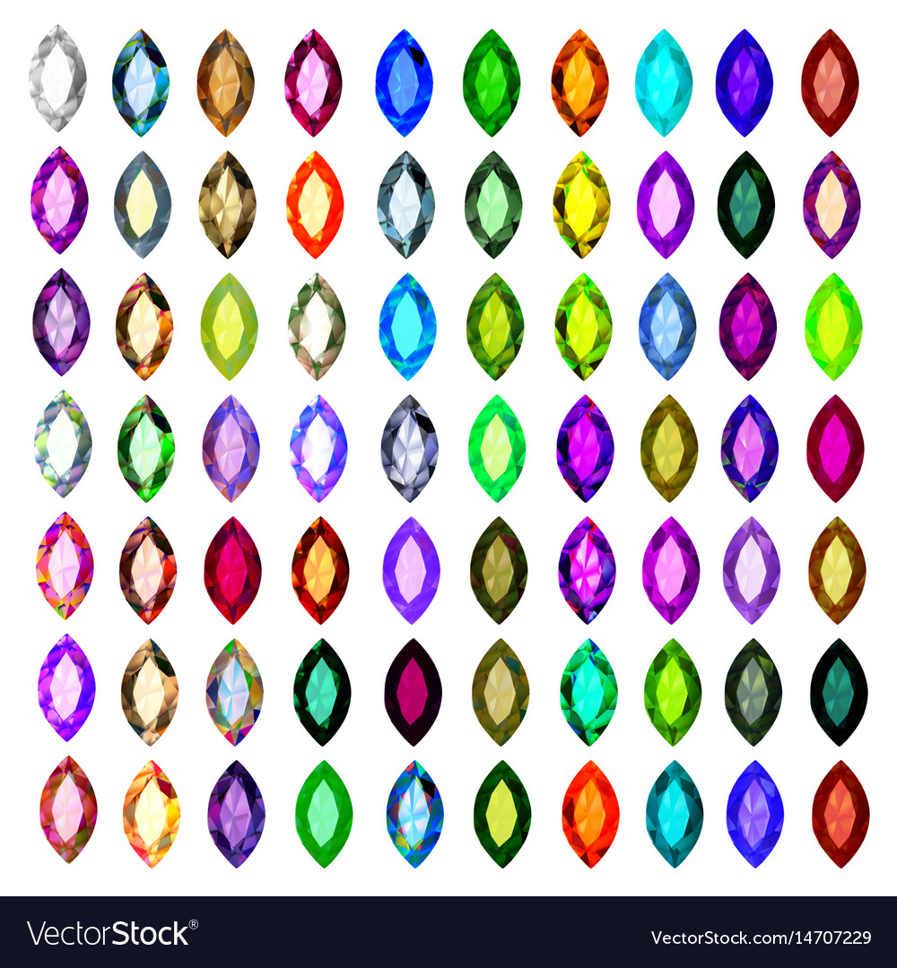 Set of precious stones different colors Royalty Free Vector