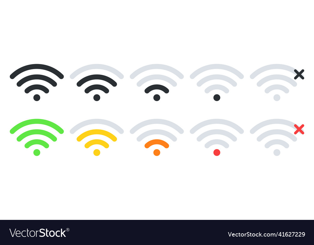 Set of wi-fi different signal levels vector image Set of wi-fi different signal levels