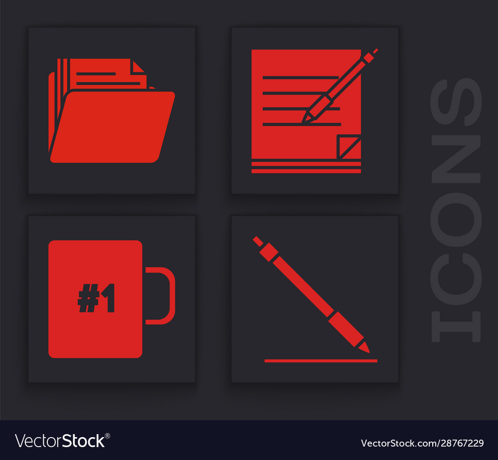 Set pen line document folder blank notebook vector image Set pen line document folder blank notebook