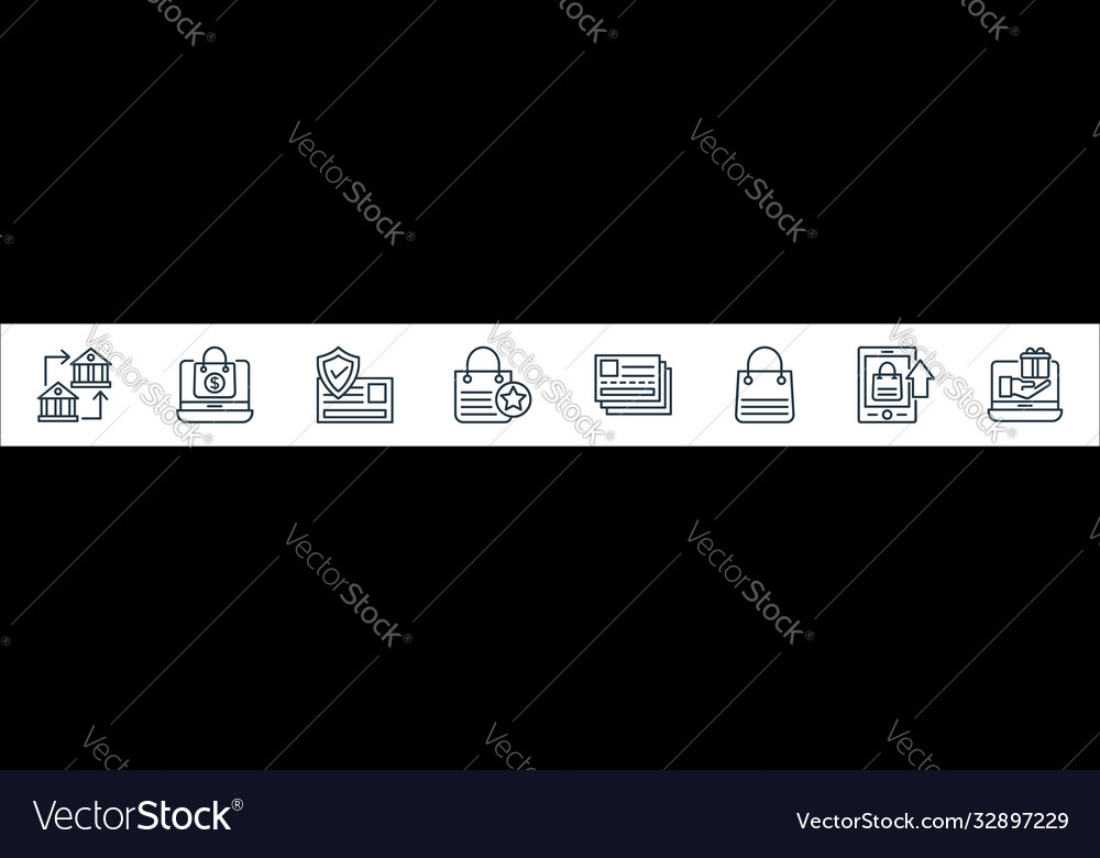 Shopping line icons linear set quality vector image Shopping line icons linear set quality