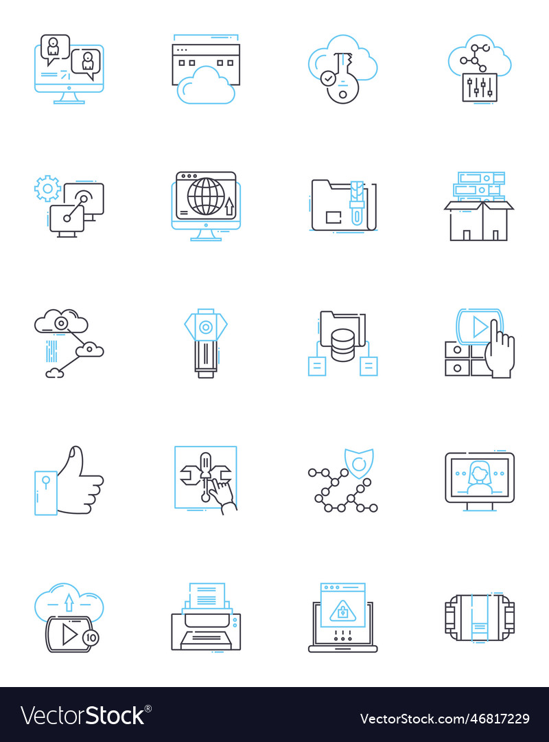Touch screens linear icons set interactivity vector image Touch screens linear icons set interactivity