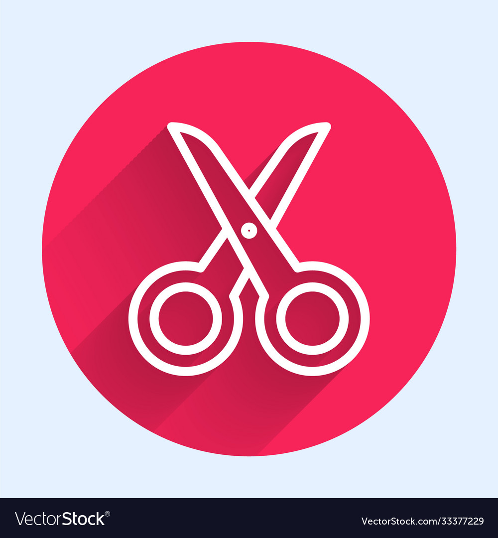 White line scissors icon isolated with long shadow Vector Image White line scissors icon isolated with long shadow