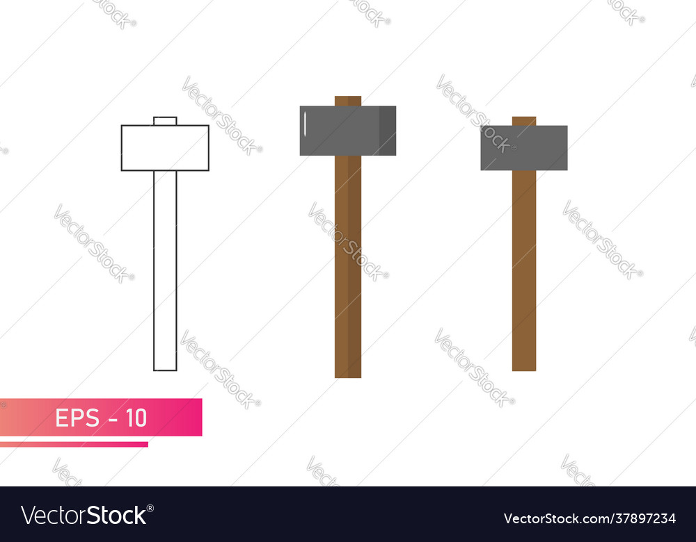 A set sledgehammers with angular rough shapes vector image A set sledgehammers with angular rough shapes