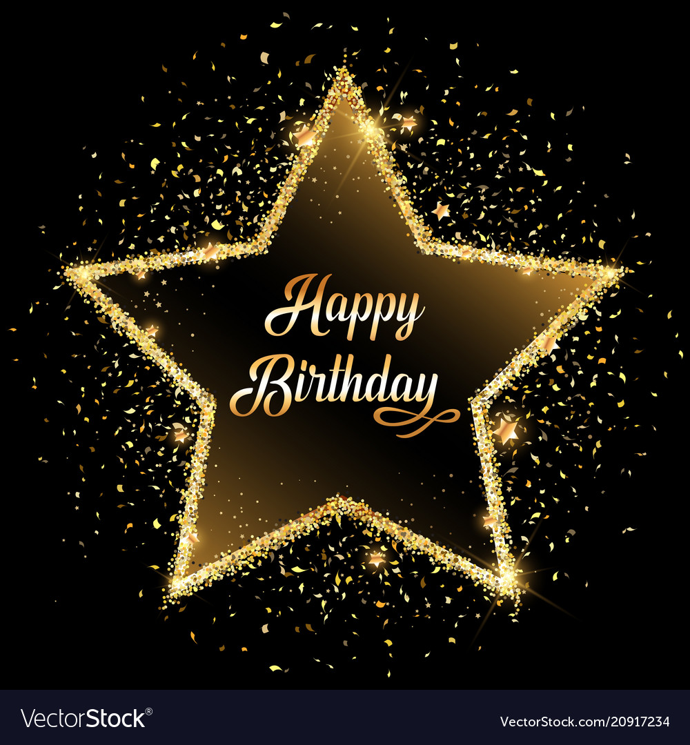  Happy  birthday  gold glitter star  background Vector Image