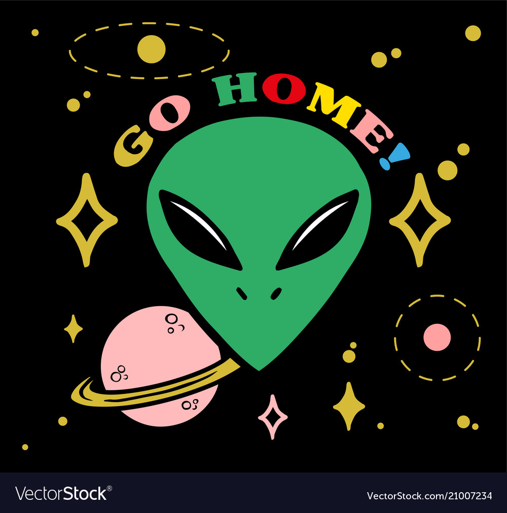 Kopf Alien sagen nach Hause gehen