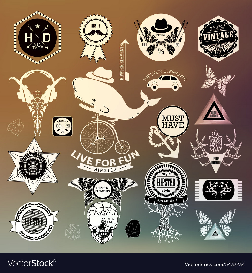 Hipster label icon elements