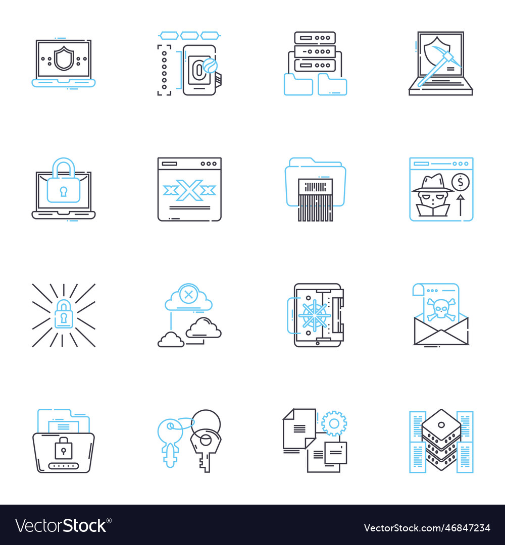 Internet security linear icons set firewall Vector Image Internet security linear icons set firewall