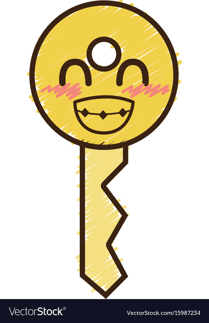 Kawaii cute funny key security Royalty Free Vector Image