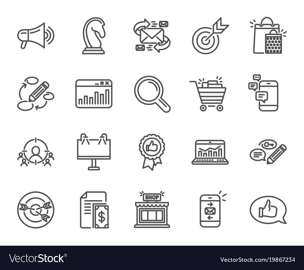 Marketinglinie Icons Strategie-Feedback