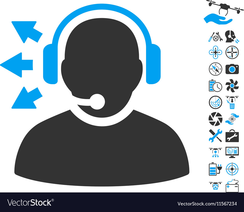 Operator answer speech icon with copter tools